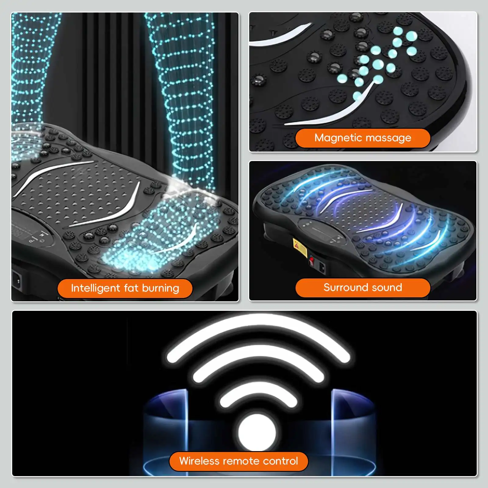 Whole Body Vibration Plate Exercise Machine, Bluetooth Speaker, 5 Auto Modes, LED Display, Resistance Bands for Home Fitness Training – Image 2
